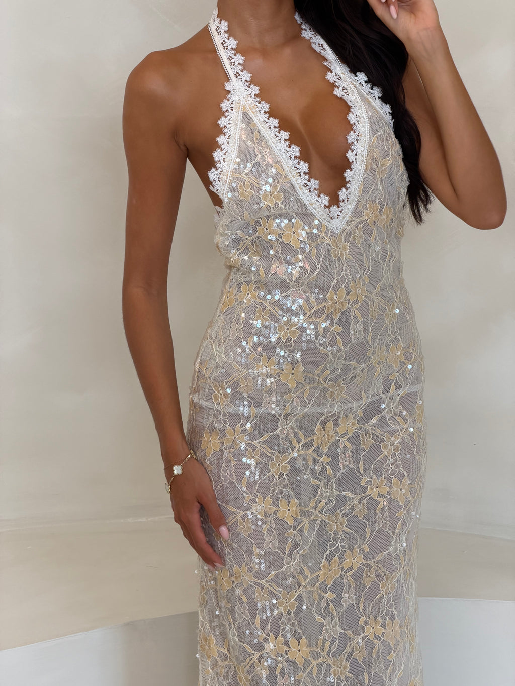 SEQUIN LACE MAXI DRESS LEMON- DISPATCH 31.07