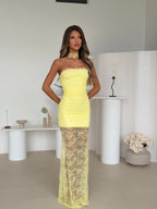 LEMON RUCHED LACE MAXI & CHOKER