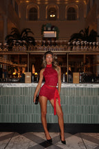 GIA LACE RIBBON TOP | RED