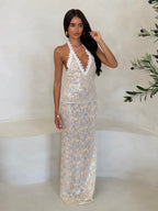 SEQUIN LACE MAXI DRESS LEMON- DISPATCH 31.07