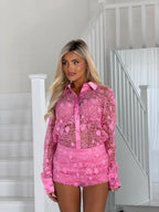 BUTTON SHIRT & SHORTS SET | PINK