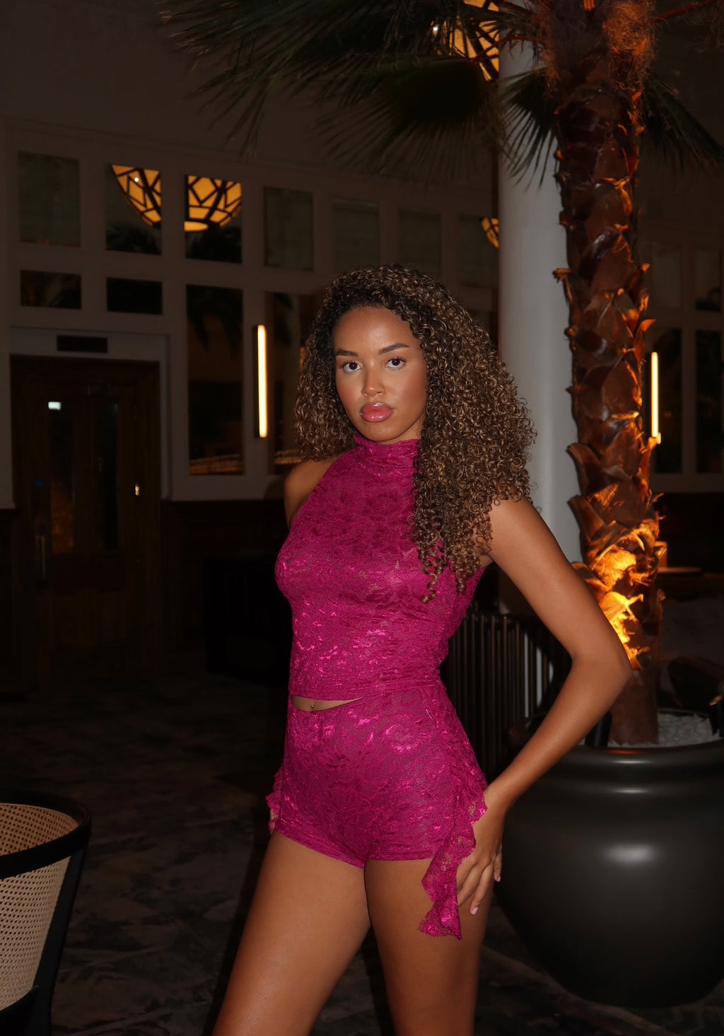 GRACE RUFFLE LACE SHORTS | PLUM