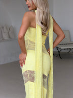 LEMON SWIRL LACE PANEL MAXI & SCARF