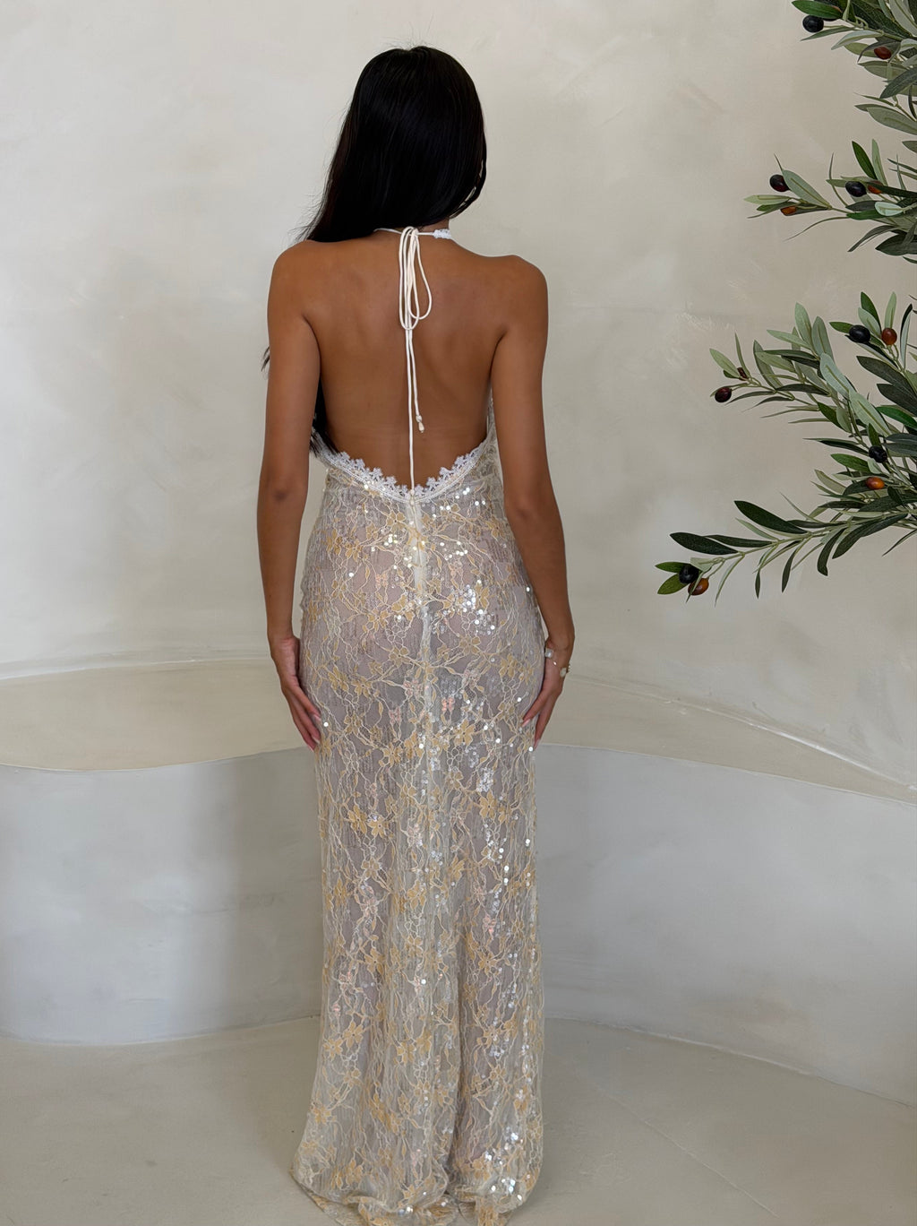 SEQUIN LACE MAXI DRESS LEMON- DISPATCH 31.07