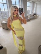 LEMON SWIRL LACE PANEL MAXI & SCARF
