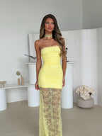 LEMON RUCHED LACE MAXI & CHOKER
