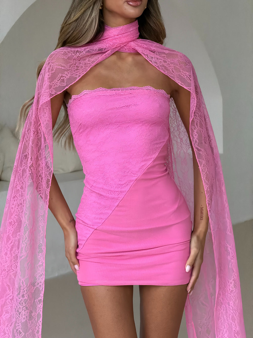 PINK LACE MINI & SCARF