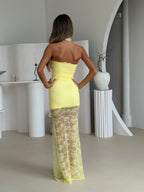 LEMON RUCHED LACE MAXI & CHOKER