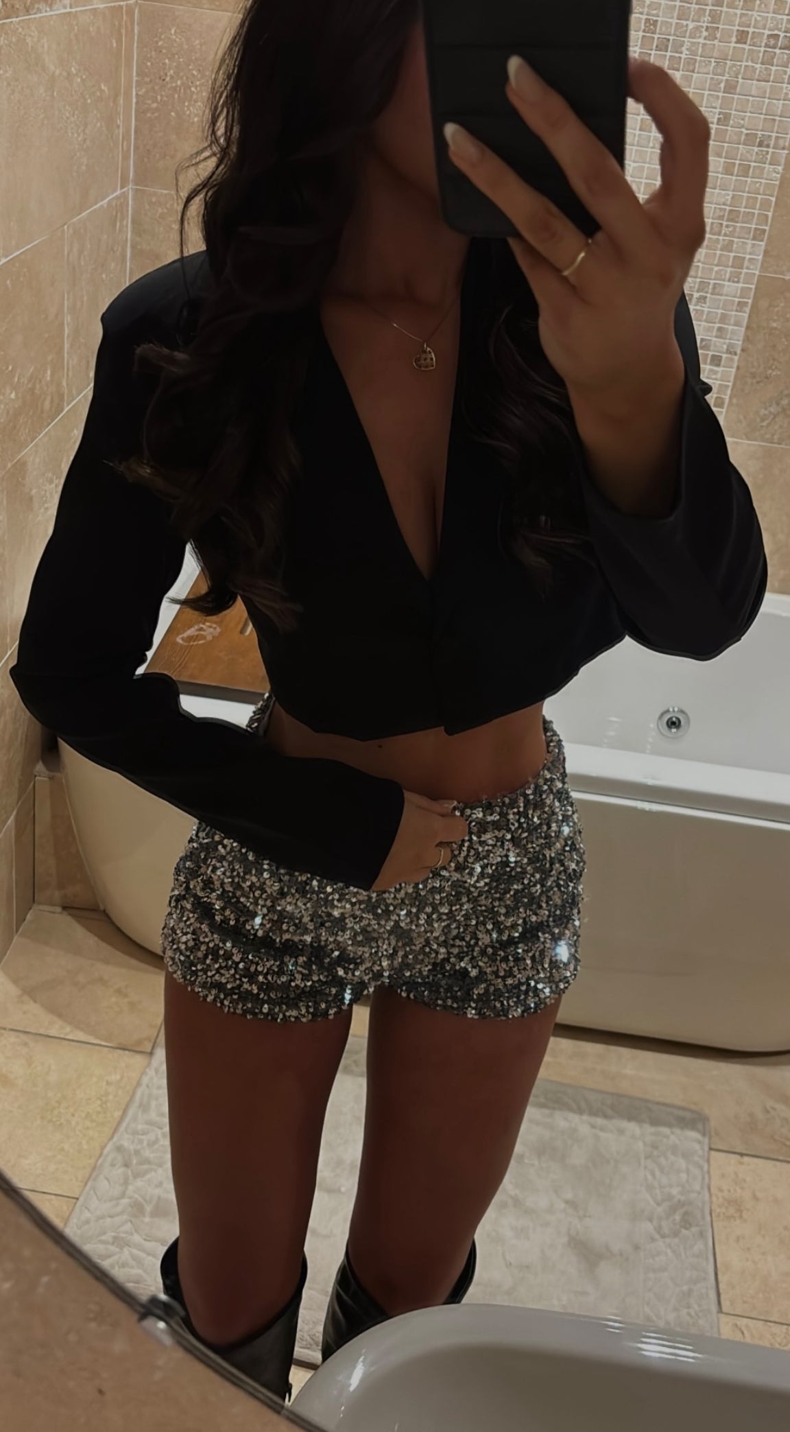 SILVER SEQUIN MINI SHORTS