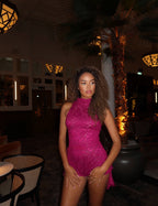 GRACE COWL LACE TOP | PLUM