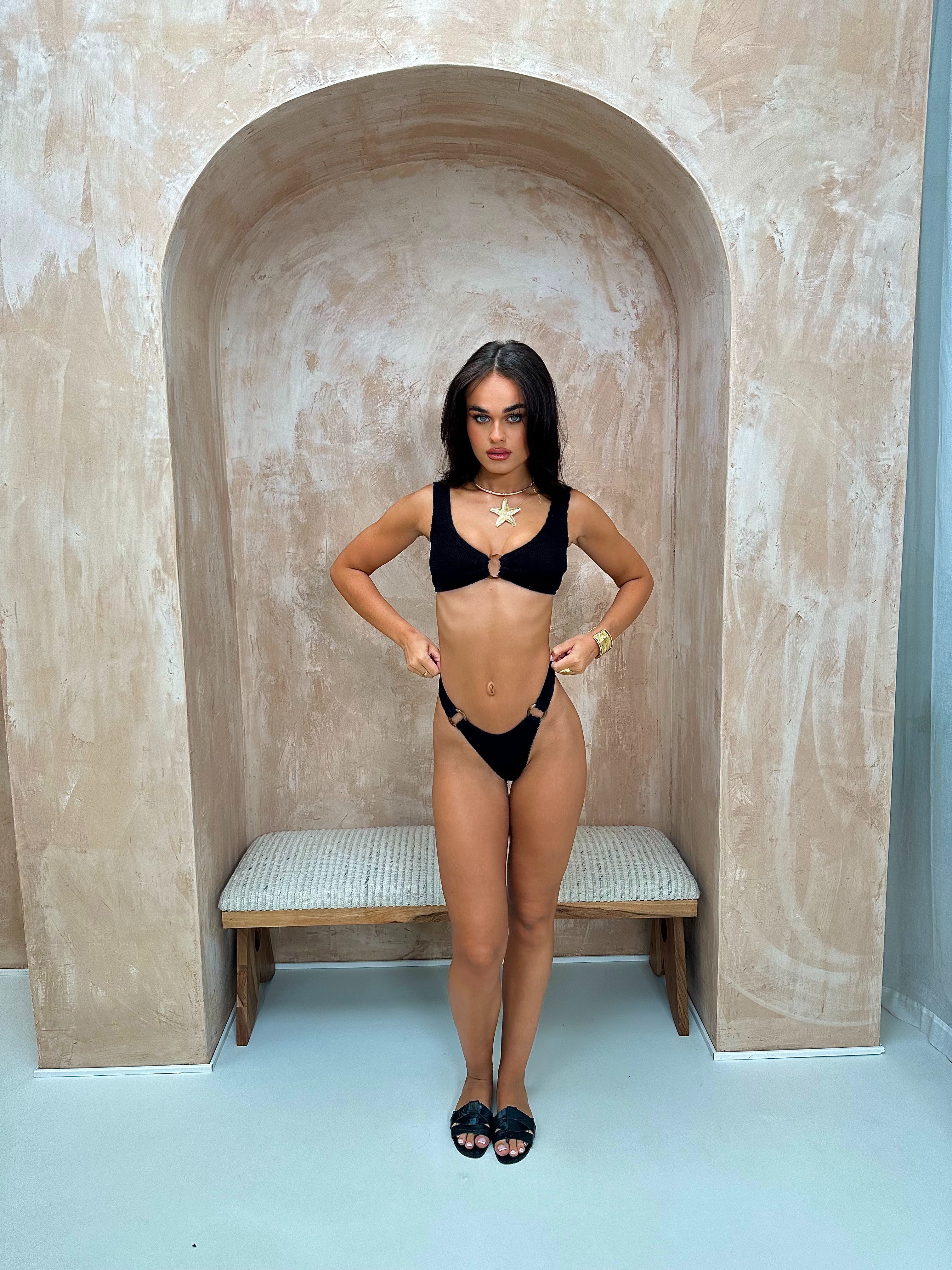 CRINKLE HOOP BIKINI SET- LIQUORICE