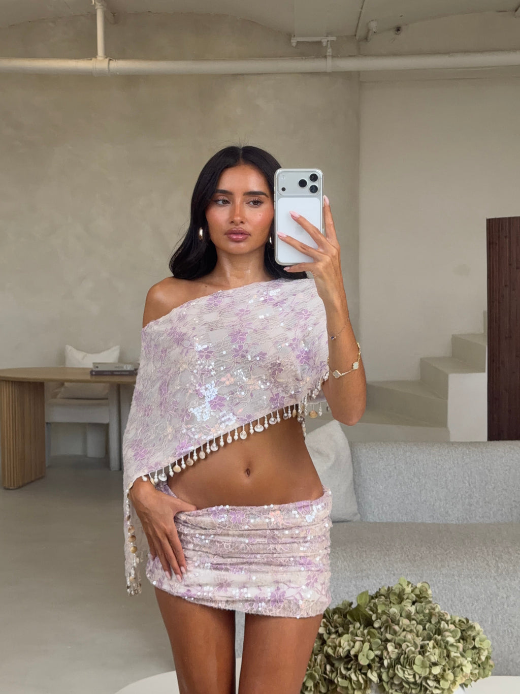 SEQUIN LACE CAPE COORD LILAC-DISPATCH 31.07