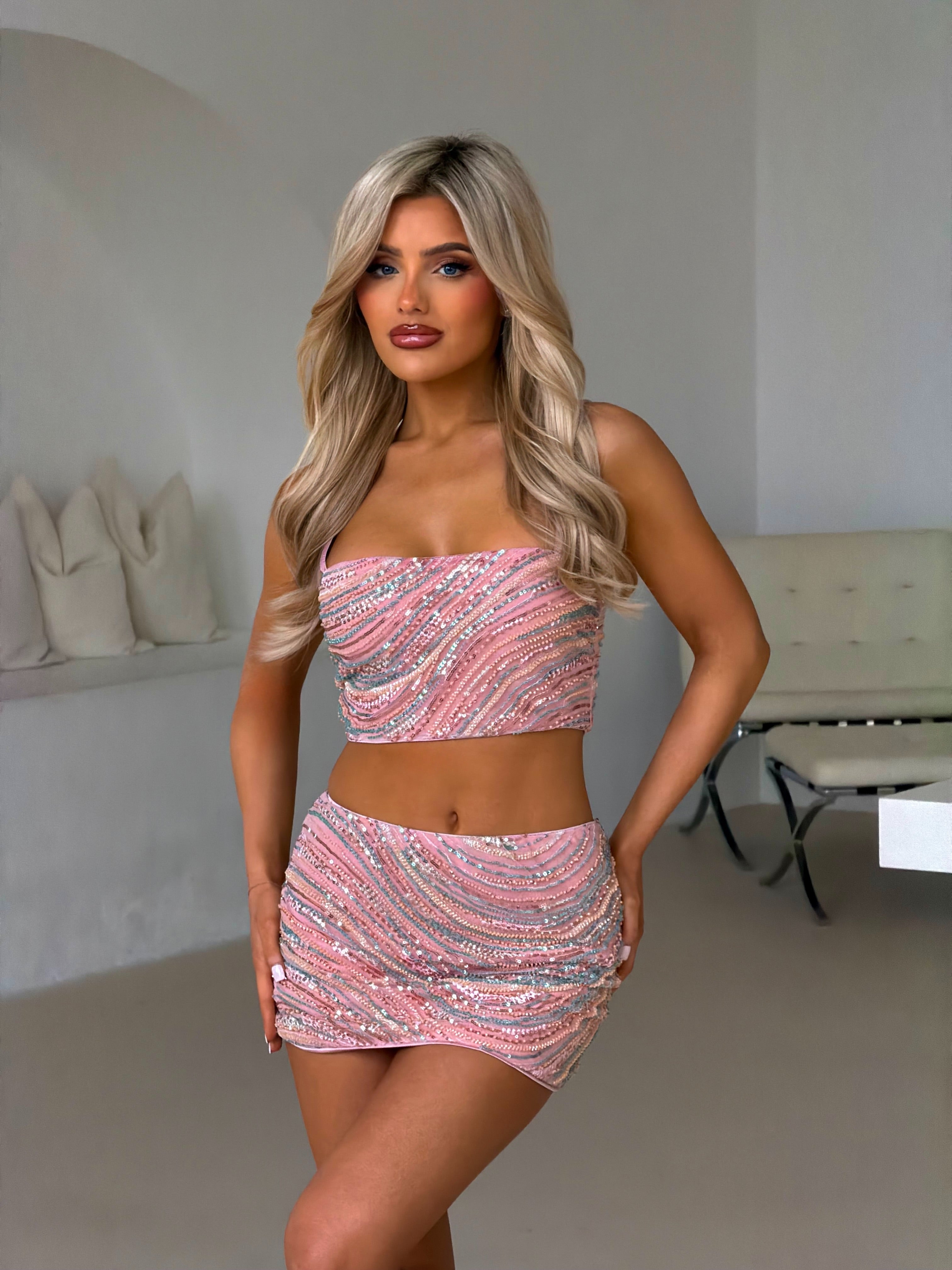 SEQUIN BEADED SWIRL COORD